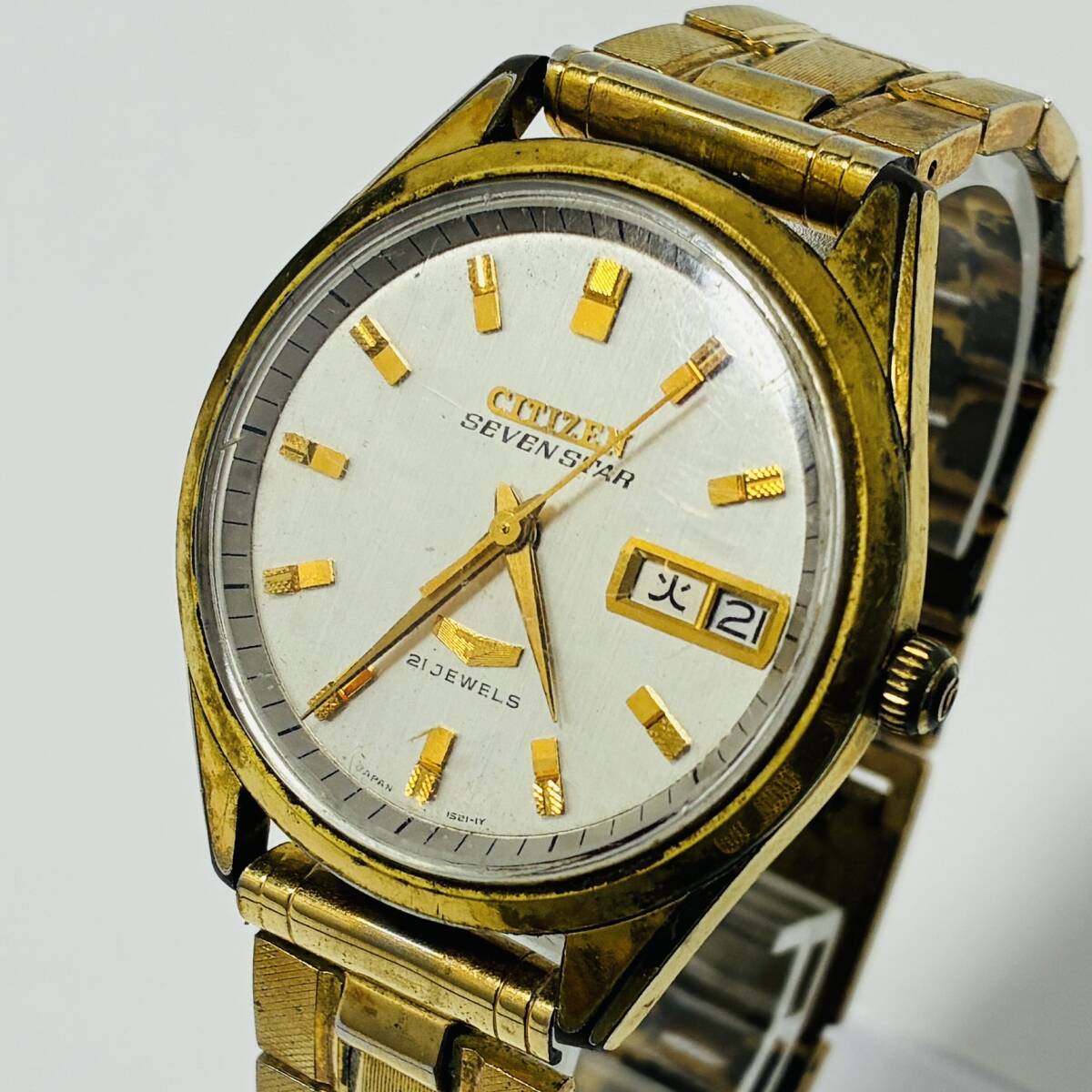 【54447C】稼働品 CITIZEN SEVEN STAR シチズン セブンスター APSG-2803-Y 手巻き式 腕時計 現状品 経年保管品
