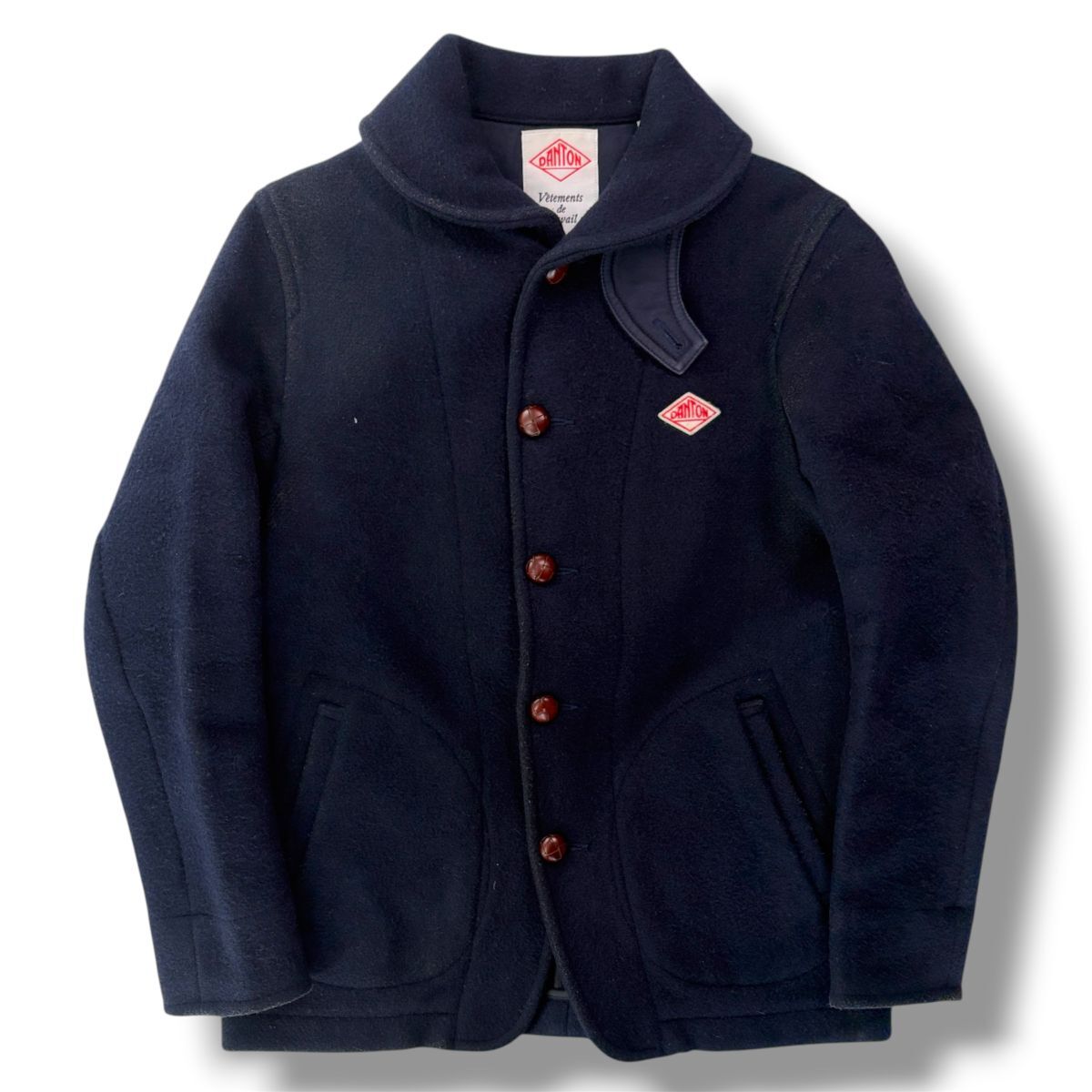 国内正規品★ 日本製 DANTON ダントン メンズ ウール モッサ ショール カラー ジャケット ネイビー 40サイズ アウター ピーコート