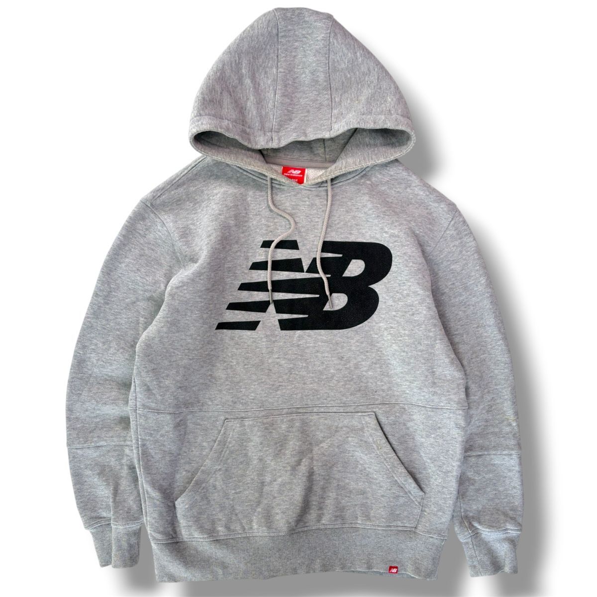 国内正規品★ New Balance ニューバランス メンズ ロゴ プルオーバー パーカー フーディー トレーナー グレー Lサイズ 裏起毛 古着