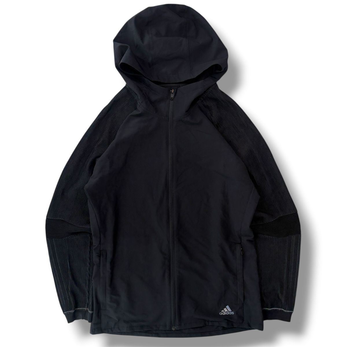 国内正規品★ adidas RUNNING アディダス ランニング メンズ ジップアップ フード ウィンドブレーカー 黒 M パーカー ランニングウェア