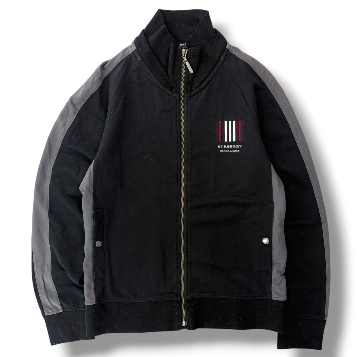 国内正規品★ BURBERRY BLACK LABEL バーバリー ブラックレーベル メンズ トラック ジャケット ジャージ 黒 2サイズ ブルゾン Y2K アウター