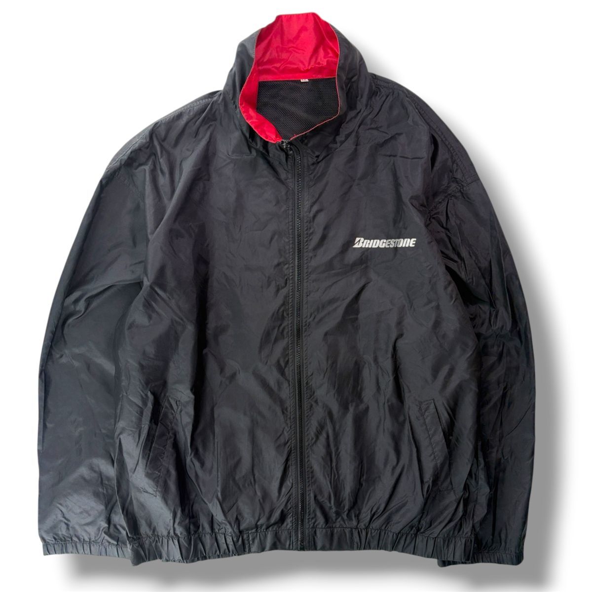 支給品★ BRIDGESTONE ブリヂストン ジップアップ ウィンドブレーカー ジャケット 黒 LL メカニック 整備士 制服 ブルゾン 非売品