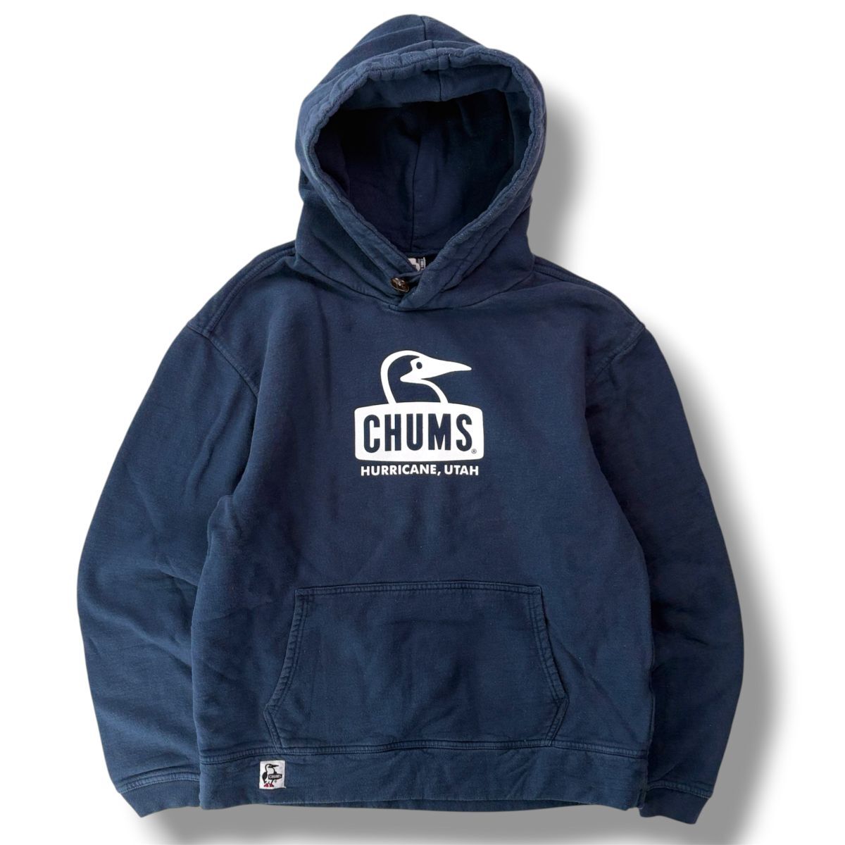 国内正規品★ CHUMS チャムス メンズ ブービーフェイスプルオーバーパーカー ネイビー Mサイズ フーディー ペンギンロゴ スウェット 古着