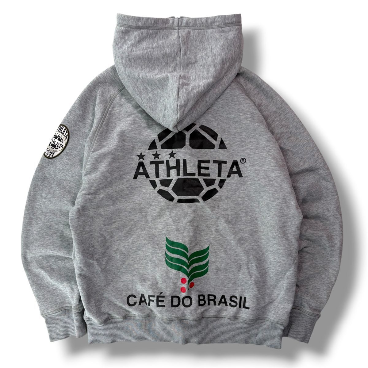 国内正規品★ ATHLETA アスレタ メンズ ジップパーカー フーディ グレー Mサイズ CAF DO BRASIL サッカー フットサル スウェット 古着