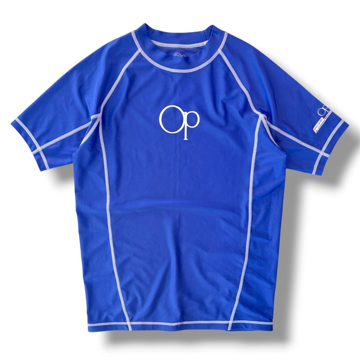 Ocean Pacific OP オーシャン パシフィック UVカット 半袖 ラッシュガード 青系 L 水着 サーフィン 海水浴 トップス マリンスポーツ 古着