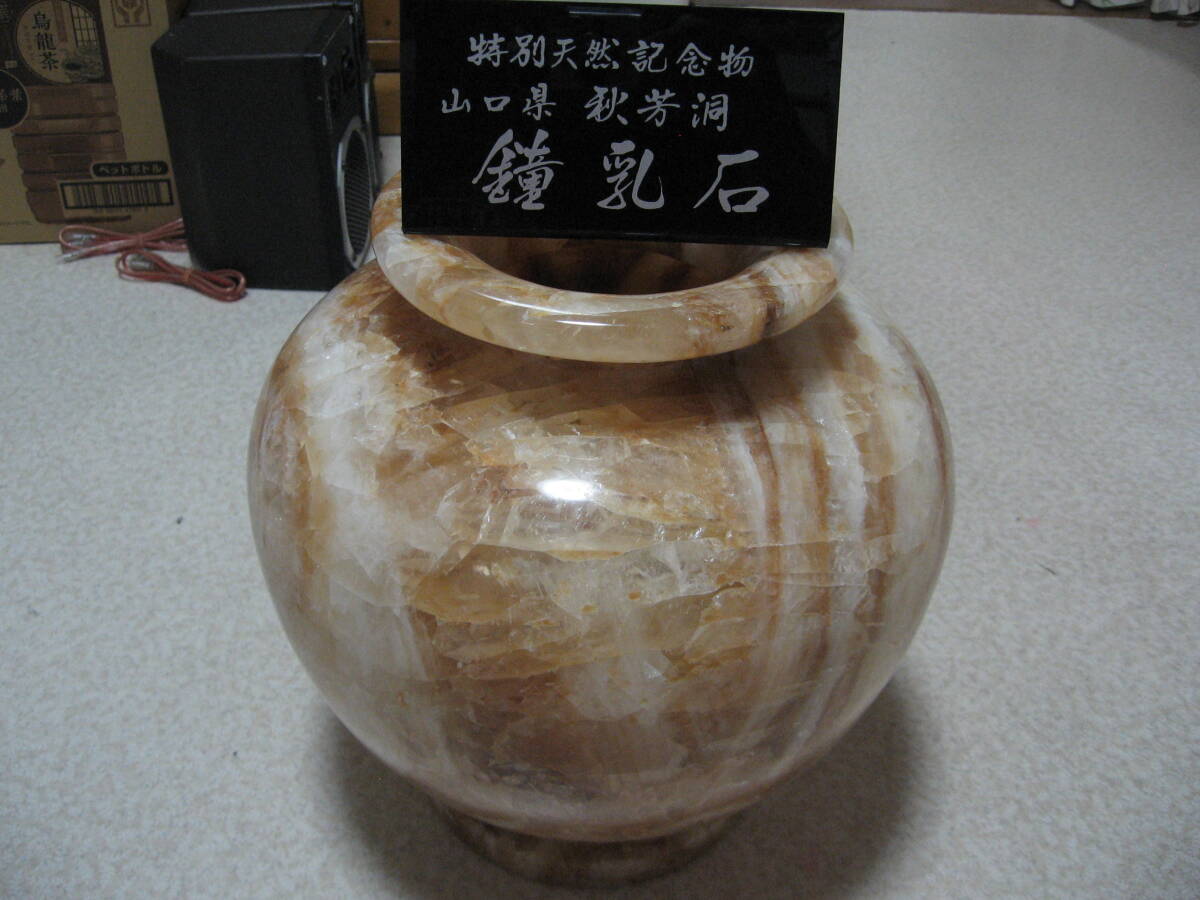 壺　鍾乳石　山口県　秋芳洞　特別天然記念物　希少　レア　キレイ美品　マニア向け