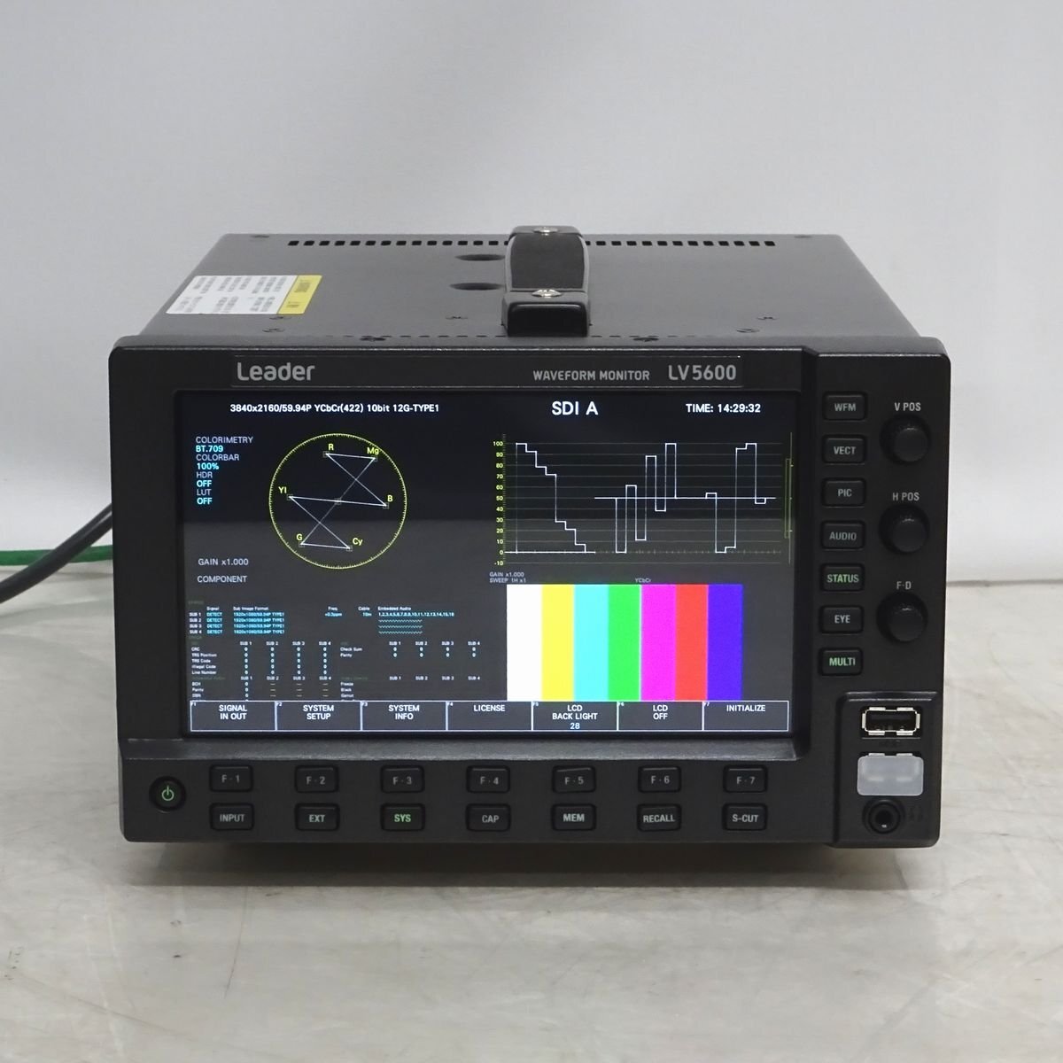 LEADER LV5600 WAVEFORM MONITOR 4K ＆ 12G-SDI 対応 波形モニター (OP：02A/03/23/24/26/28/29)【中古/12G 動作確認済み】#447682