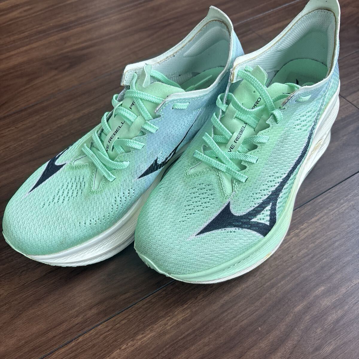MIZUNO ミズノ ウェーブリベリオン3 ペールグリーン 27cm ランニングシューズ