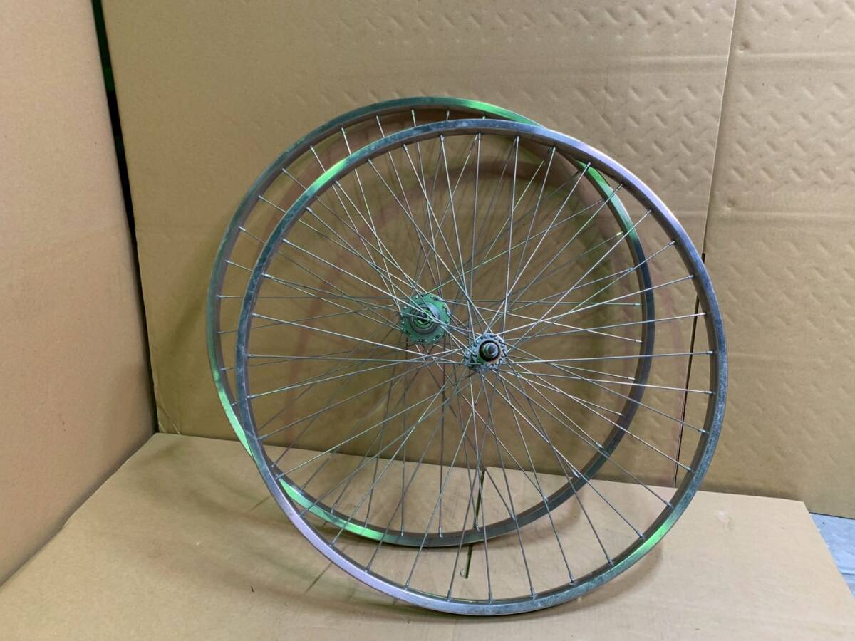 7＃W/P342H　アラヤ ARAYA 26 x 1 3/8 ホイール 前後セット 自転車　パーツ　現状/未確認　160サイズ