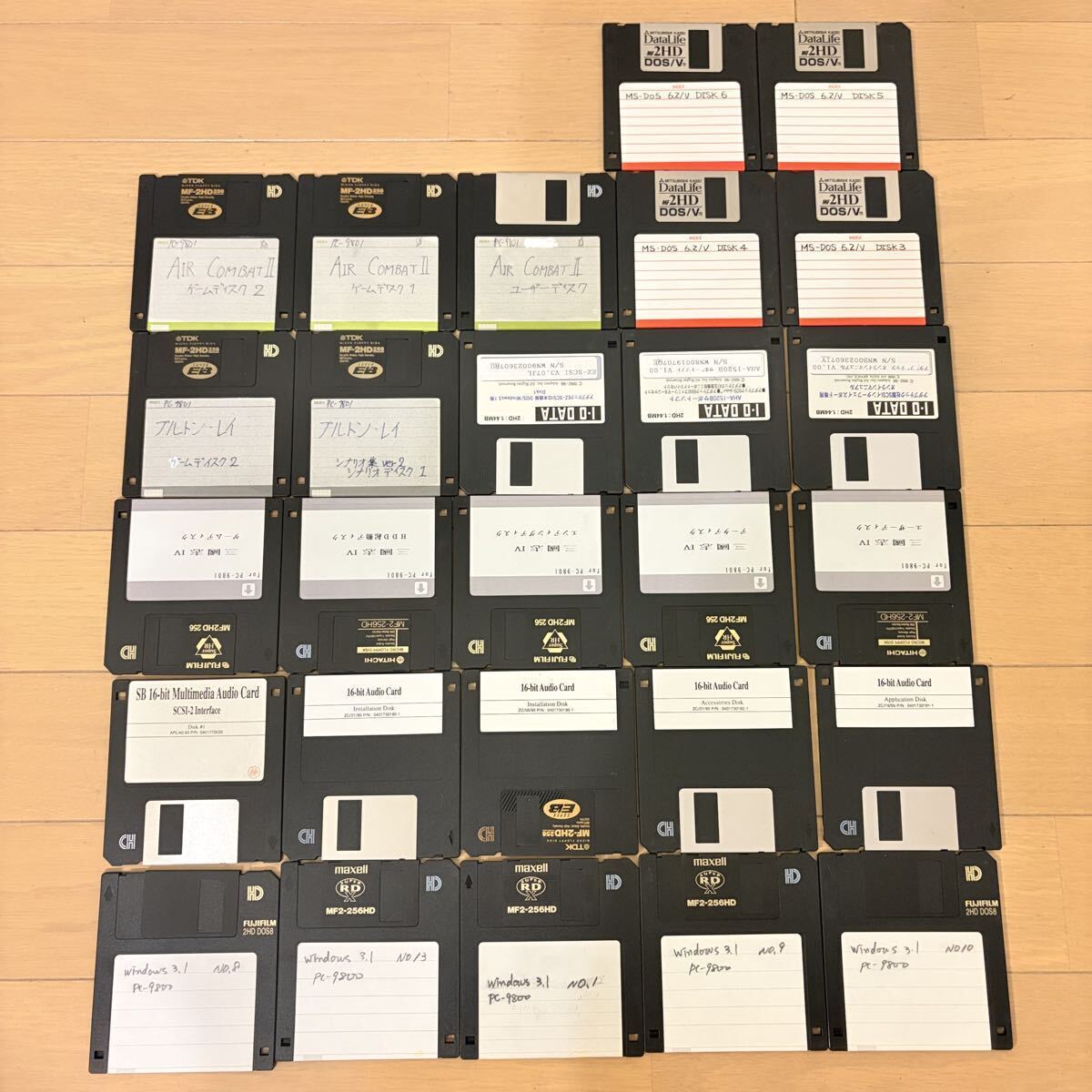 3.5インチ フロッピーディスク 27枚セット PC-9800 9801 MS-DOS Windows3.1 エアコンバット2 レトロPC まとめ 動作未確認