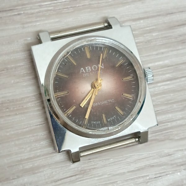 ABON DE LUXE アボン・デラックス アンティーク 腕時計 手巻き スクエア スイス角型 機械式 簡易動作確認 保証なしジャンク