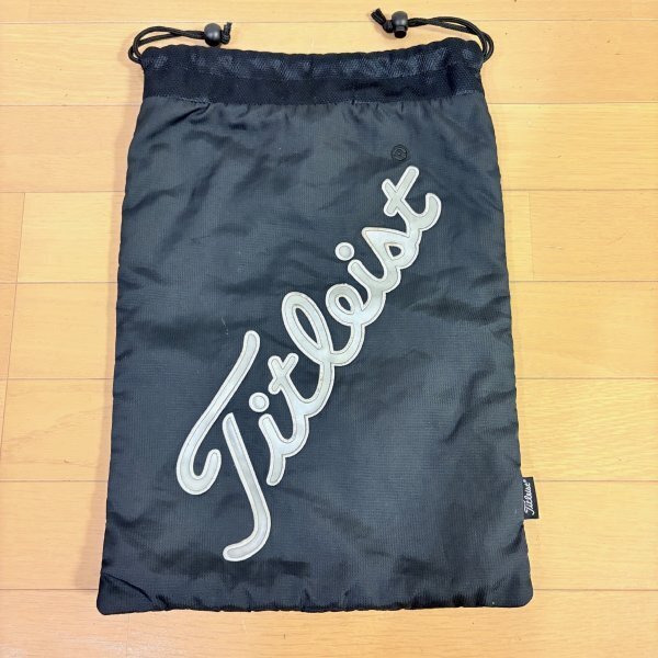Titleist タイトリスト ゴルフ 巾着バッグ 収納袋 シューズケース ブラック 黒