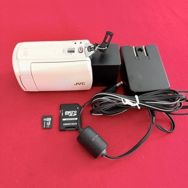 JVC ビクター Everio GZ-N5-W デジタルビデオカメラ 白 ホワイト 10倍ズーム microSD64GB付き 家庭用 平成レトロ 動作品