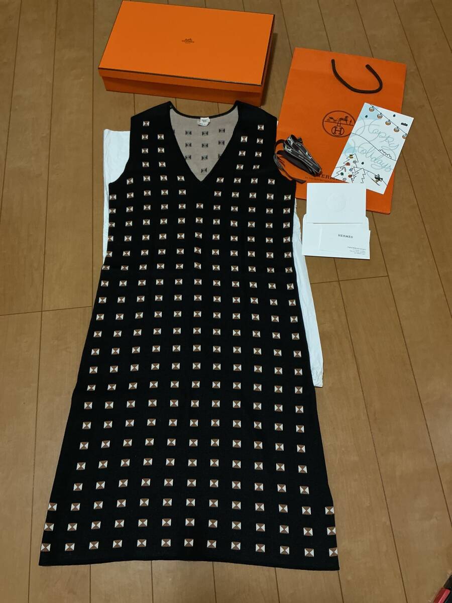 未使用　HERMES エルメス　ワンピース　ニット　36 シルク