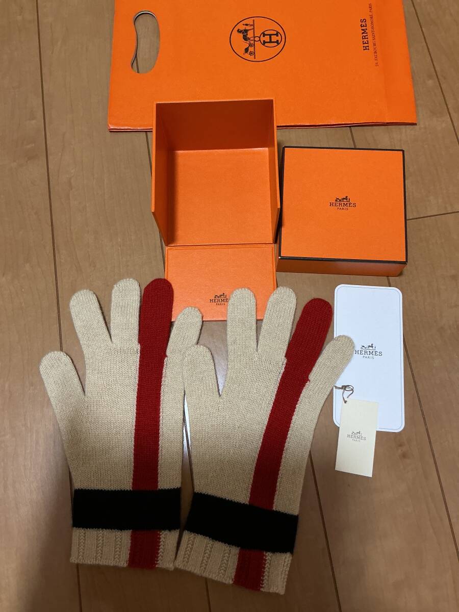 未使用　HERMES エルメス　手袋　カシミヤ　レディース　TU