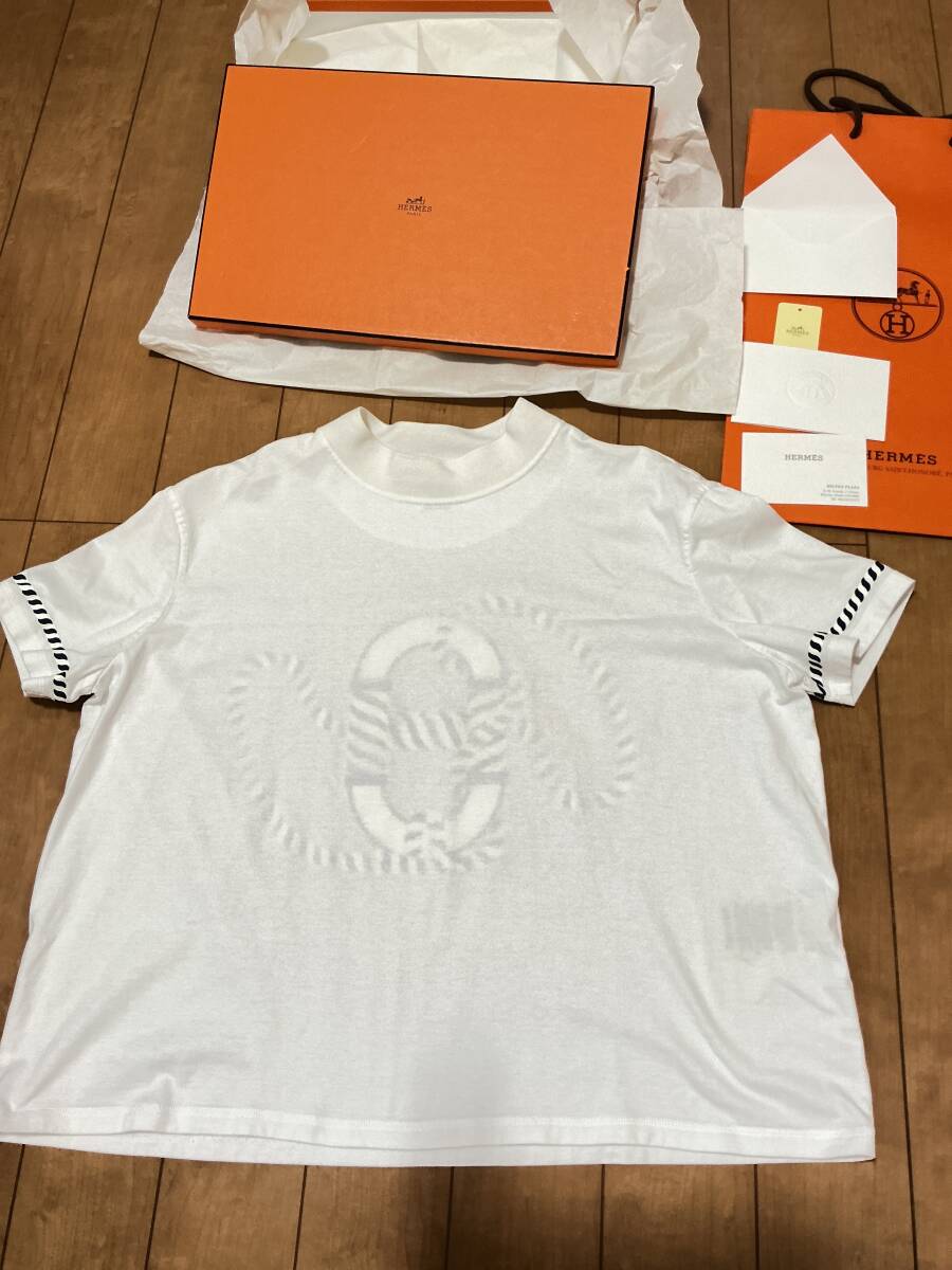 極美品　HERMES エルメス　レディース　Tシャツ　白　42