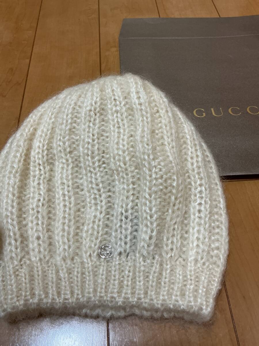 未使用　GUCCI グッチ　レディース　ニット帽子　アイボリー　　M