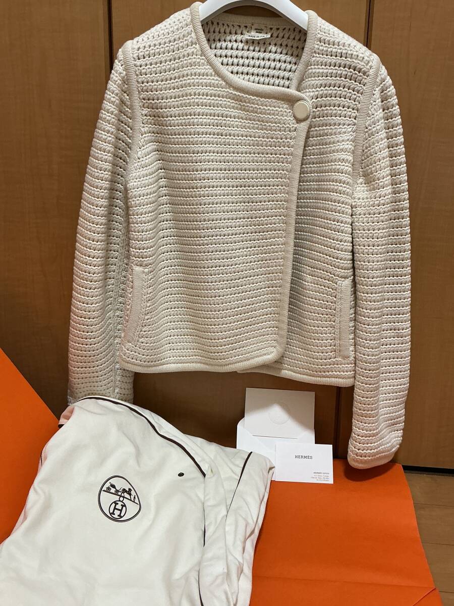 美品　HERMES エルメス　レディーストップス　ジャケット　ホワイト　38