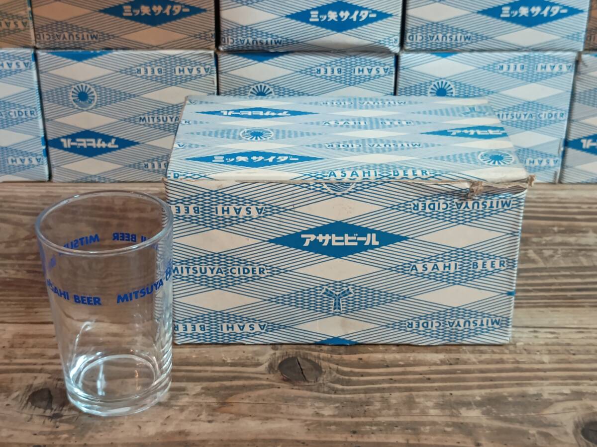 b□アサヒビール 三ツ矢サイダー 6オンスグラス 6個セット　昭和レトロ コップ 珍品 小ビール 厚口ガラス