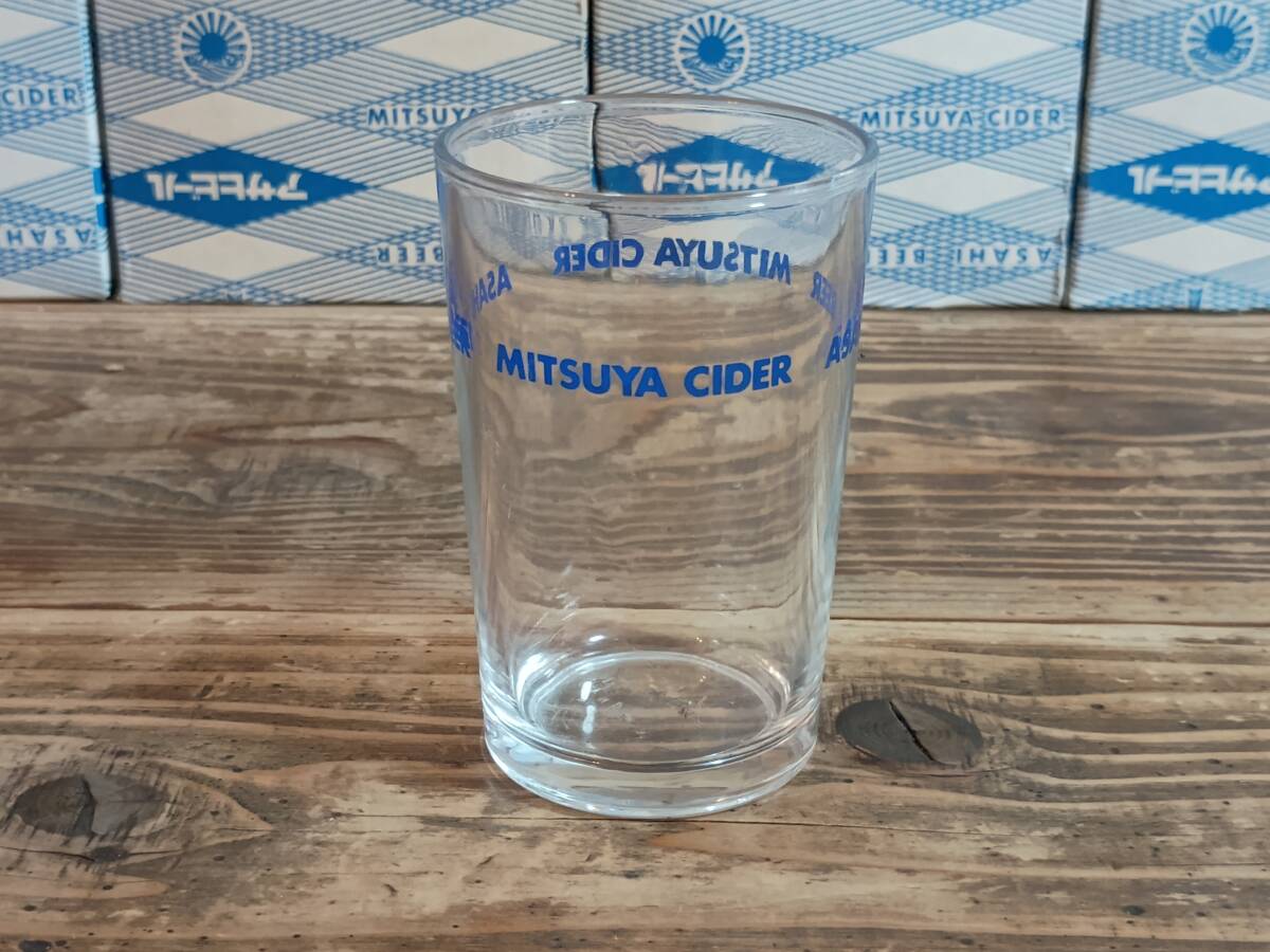 b□アサヒビール 三ツ矢サイダー 6オンスグラス 1個　昭和レトロ コップ 珍品 小ビール 厚口ガラス