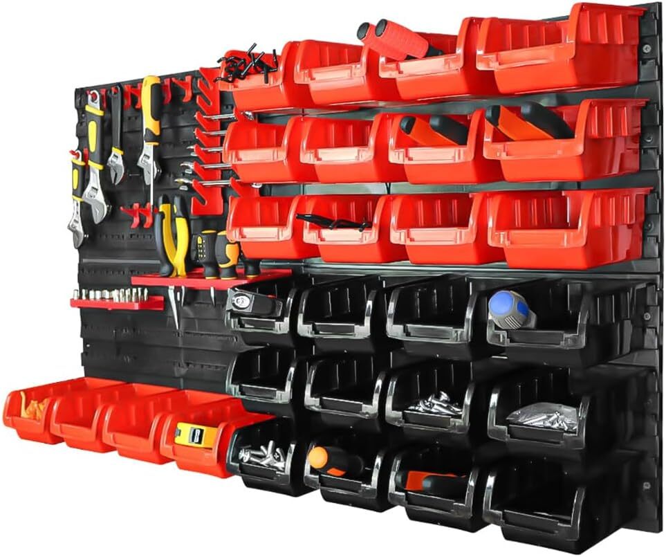 送料690円 工具 収納 壁掛け ボックス 46PCS DIY 収納ケース 収納棚 工具収納 部品収納ケース 小物 工具入れ 整理