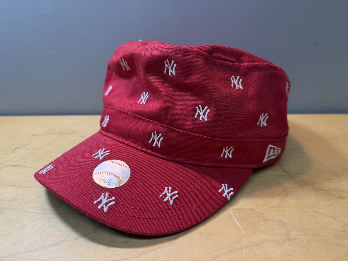 【中古】 ニューエラ ニューヨークヤンキース NY レッド キャップ 7 1/2 59.6cm 帽子 刺繍 現状品
