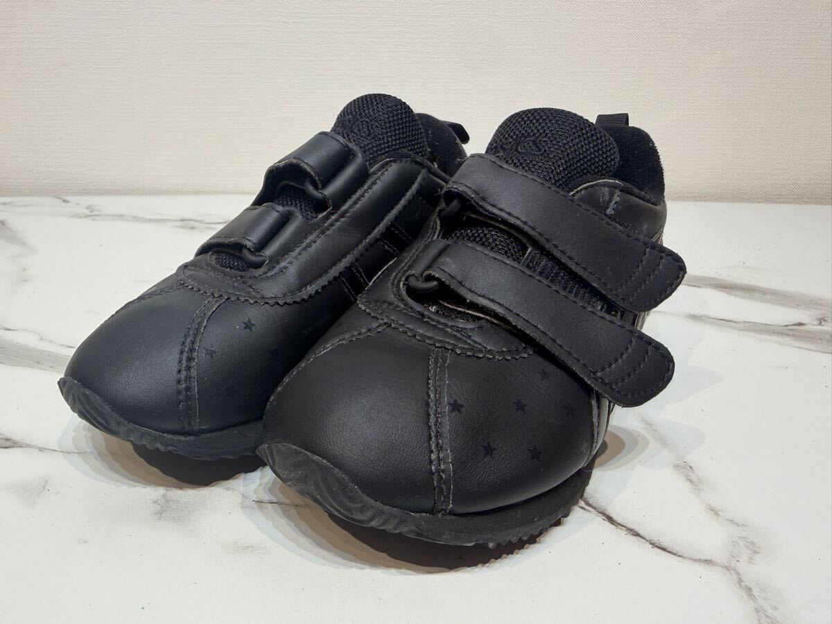 【中古/19.5cm】asics アシックス ブラック スニーカー 黒 キッズ 靴