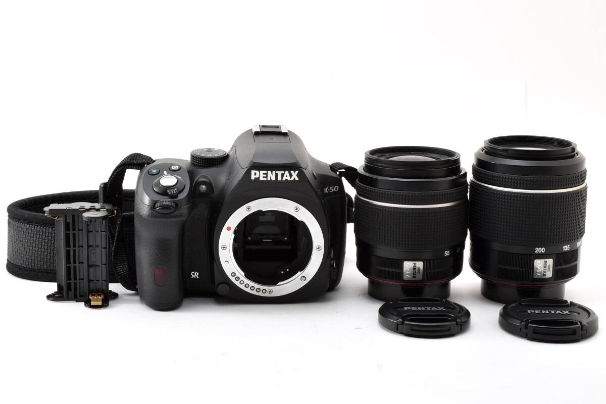 ★美品★PENTAX K-50 ブラウン + 18-55mm 50-200mm ダブルレンズキット　#03142