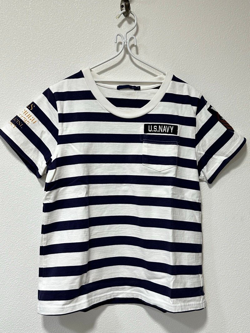 AVIREX ボーダークルーネック Tシャツ サイズF トップス ネイヴァルパッチ アビレックス ☆ちょこオク☆服80