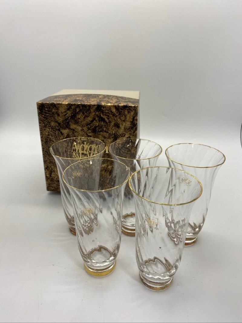 未使用品 現状品 たち吉 Adam＆Eve アダムとイヴ レマン グラス 5個　ビアグラス　ジュースグラス　昭和レトロ ☆ちょこオク☆80雑貨