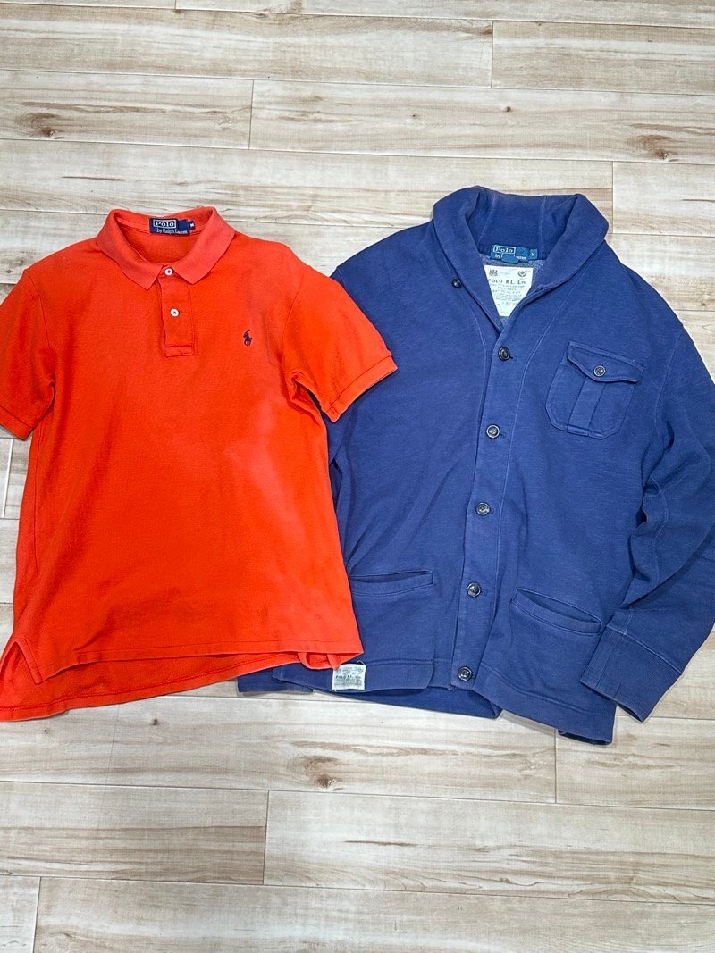 POLO RALPH LAUREN トップス ２枚 ポロシャツ オレンジ ネイビー アウター メンズ パーカー ☆ちょこオク☆80服