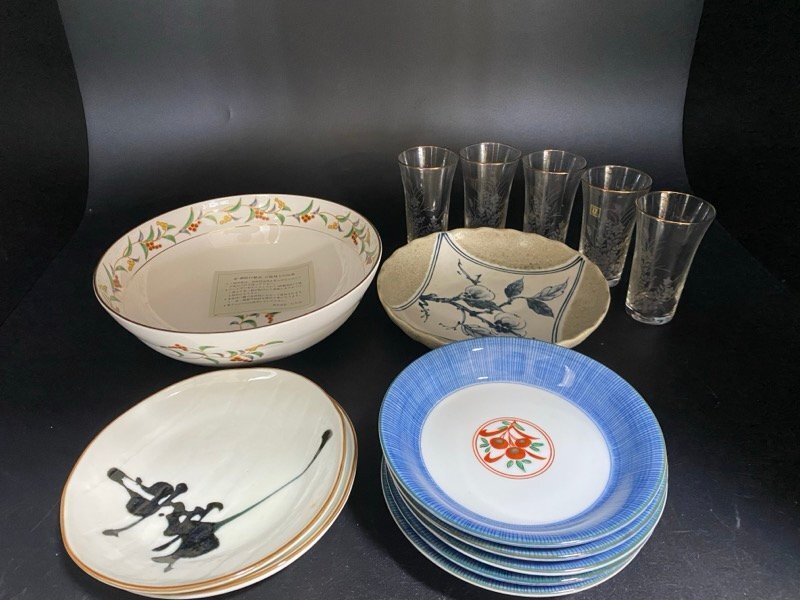 未使用品 たち吉 食器 和食器 割烹 赤絵 取り分け揃え　唐草盛り鉢　みのり深皿　武田双雲　皿 涼風一口　ビール ☆ちょこオク☆140