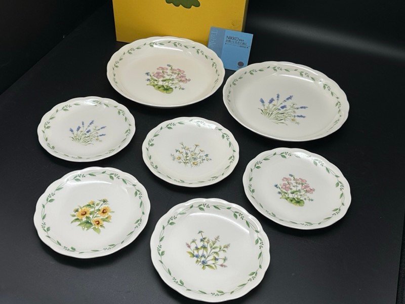 未使用！ NIKKO 皿 7枚 花 絵変わりおもてなしセット カレー皿 パスタ 絵皿 飾り皿 食器 皿 小皿 ニッコー ☆ちょこオク☆80