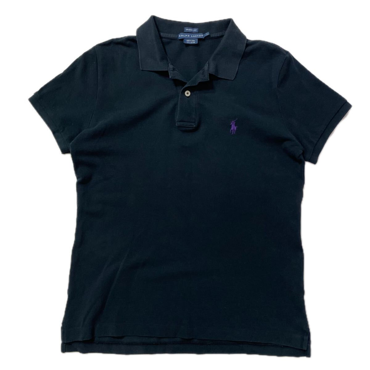 59 RALPH LAUREN ラルフローレン SKINNY FIT 半袖 ポロシャツ L ポニー刺繍 鹿の子 レディース 60731R