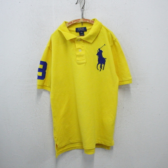 KD989 2000年代製 ラルフローレン 半袖ポロシャツ■00s 表記ボーイズMサイズ イエロー 刺繍 子供服 KIDS キッズ アメカジ ストリート 古着