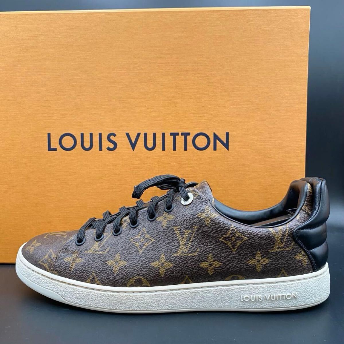 1円【美品 ヒビ無し】LOUIS VUITTON ルイヴィトン フロントローライン モノグラム PVC メンズ スニーカー 靴 シューズ レザー 27cm相当