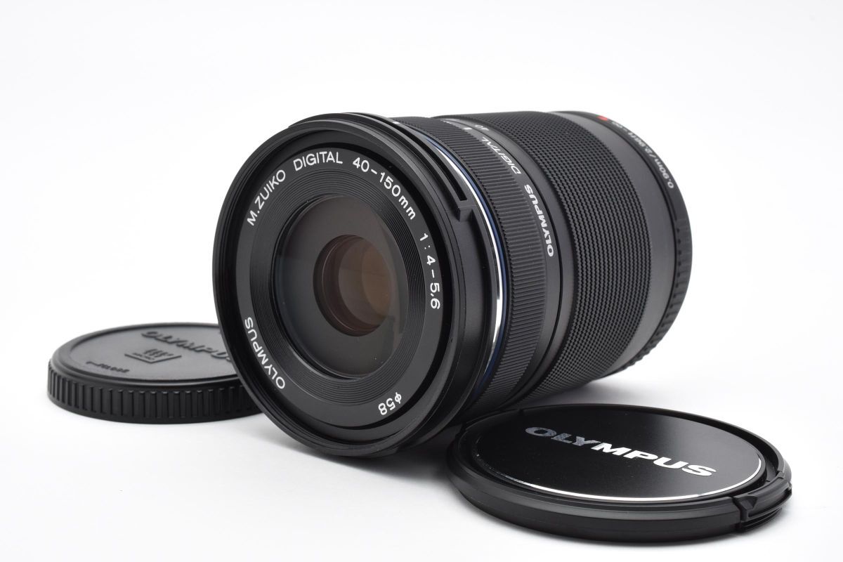 ★極上品★ OLYMPUS オリンパス M.ZUIKO DIGITAL ED 40-150mm F4-5.6 R ED MSC ブラック 前後キャップ付き #796W062458