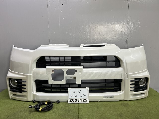 ムーヴ LA100S フロントバンパー SPORZA スポイラー LED ブルー デイライト 良品 配線付 スポルザ LA110S カスタム W24 1E1 018728