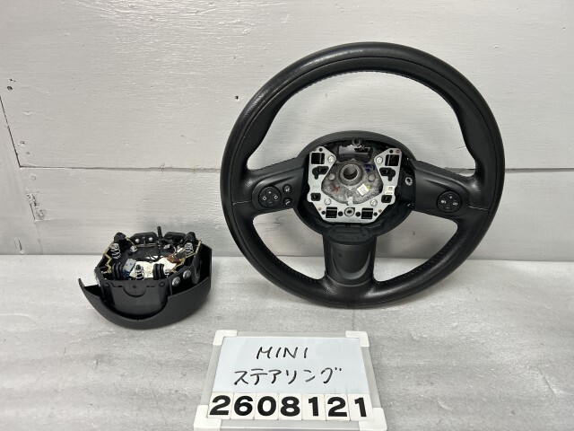 BMW ミニ クーパー ZF16 ステアリング/ハンドル 純正 ブラック レザー パドル無し 3本スポーク 後期 R55 R56 クラブマン ハンプトン 018753