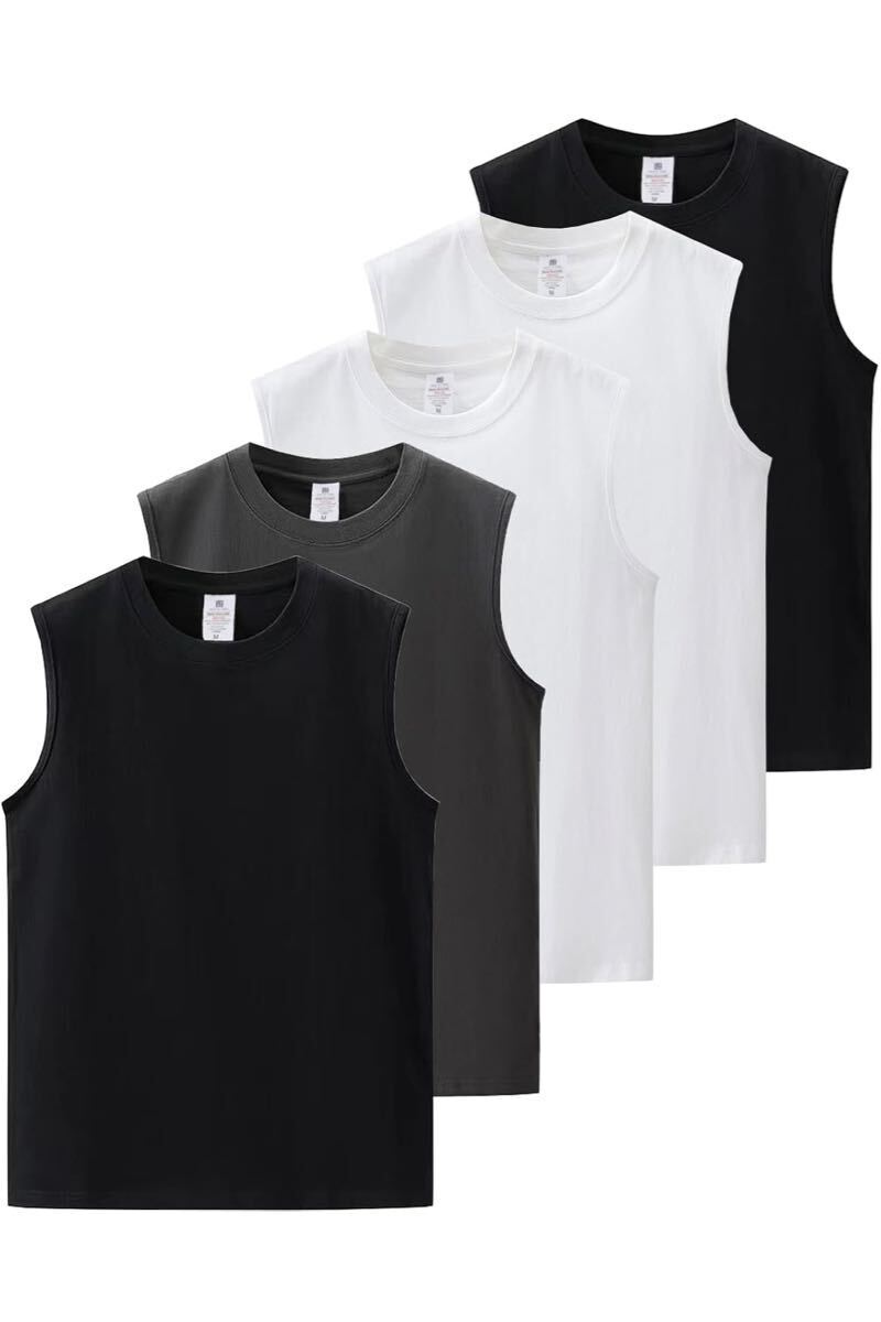 6.2オンス タンクトップ メンズ 3枚セット 5枚組 Tシャツ ノースリーブ インナーシャツ 綿 夏服 広い肩 ヘビーウェイト