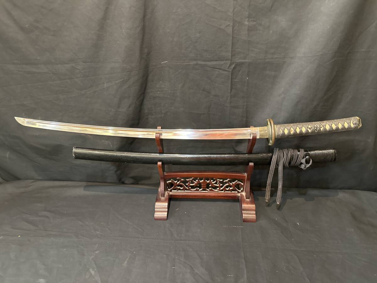 模造刀 　居合刀 時代銅地鍔　鮫革巻黒塗鞘　日本刀 拵 太刀 打刀 全長101cm