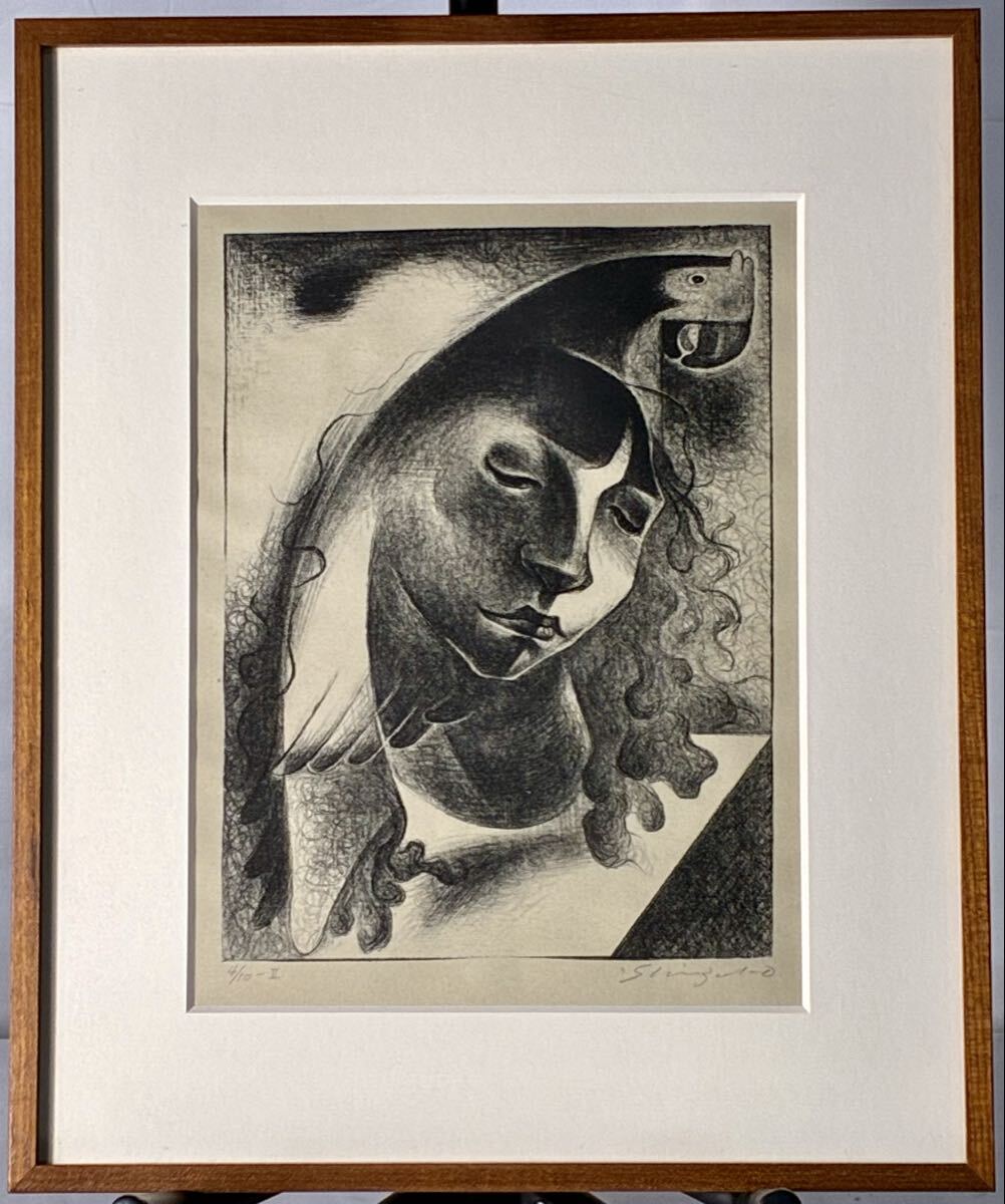1円〜⑧ Y4【現状品】オディロン・ルドン作　リトグラフ 銅版画　額装 エッチング 女性像 4/10-II 限定10部 直筆サイン入り 版画 真作