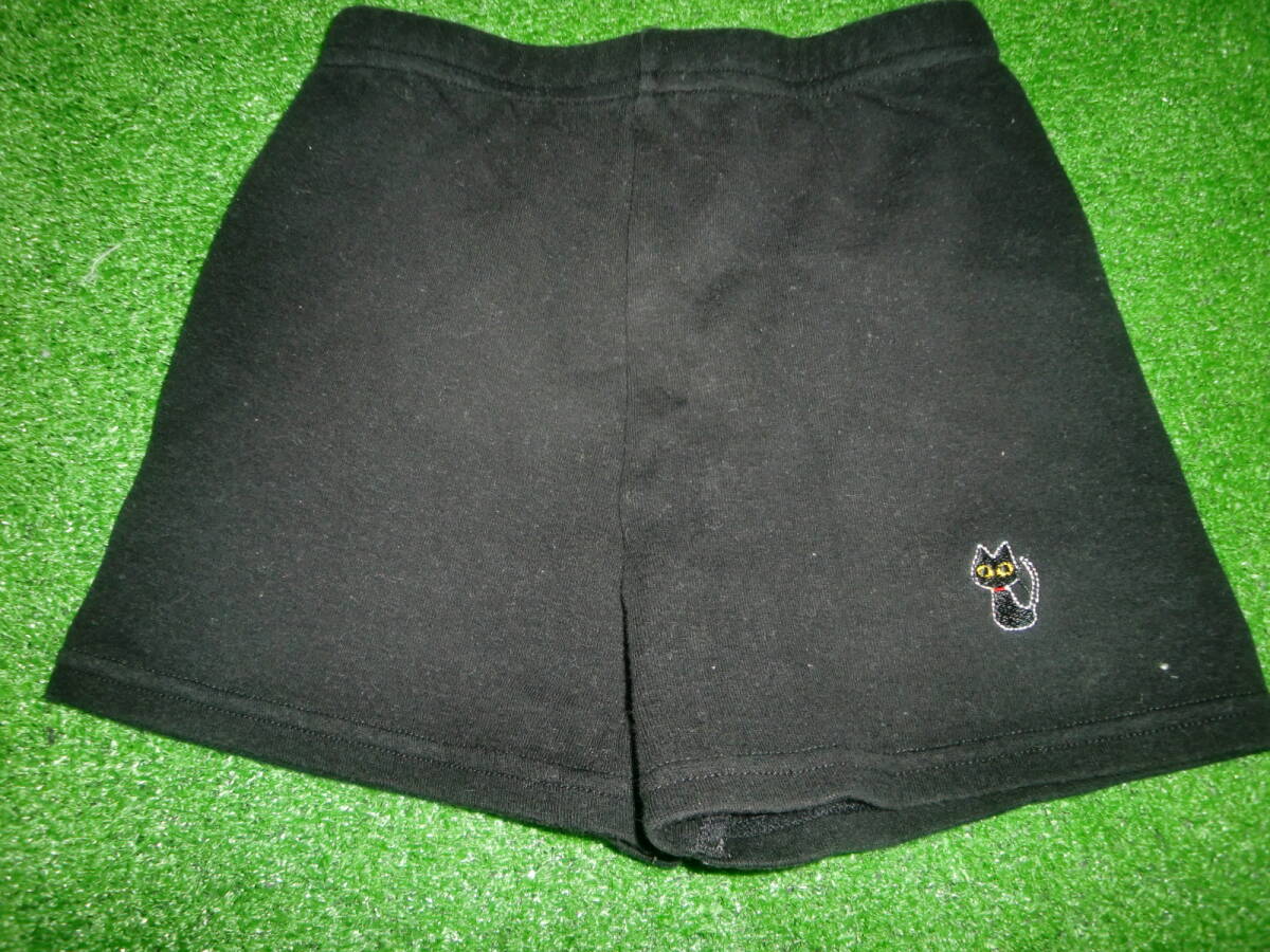 uw0711-04　中古・クリーニング済　女児見せパン　黒パン　【ねこ】135cm 　肌着