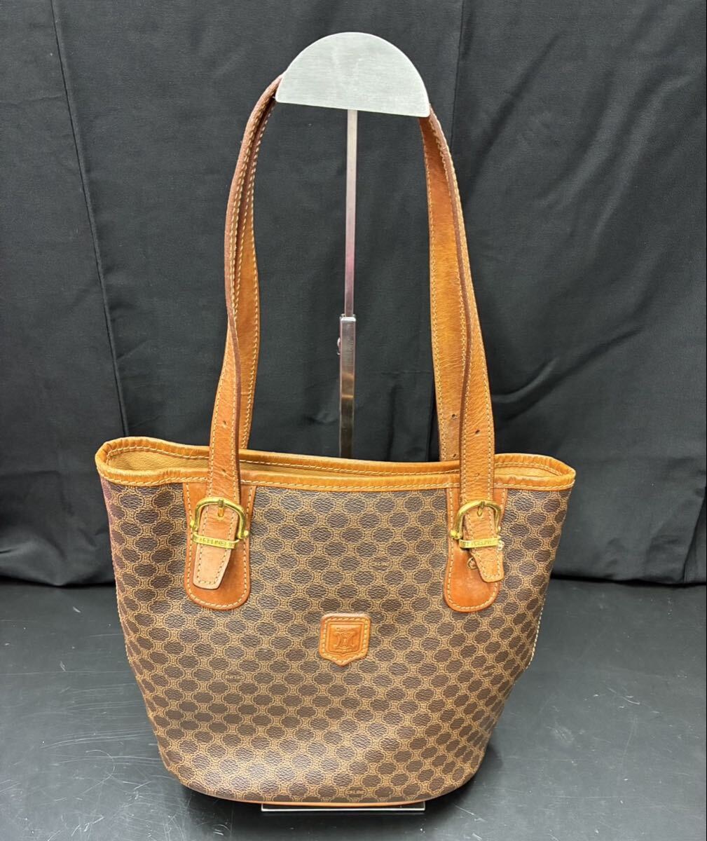 CELINE セリーヌ マカダム柄 バケツ トートバッグ ブラウン 