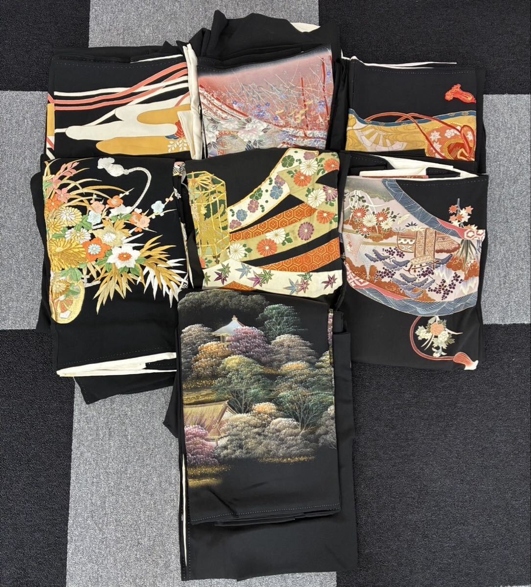 黒留袖 まとめ 7点 留袖 刺繍 リメイク 和装 着物