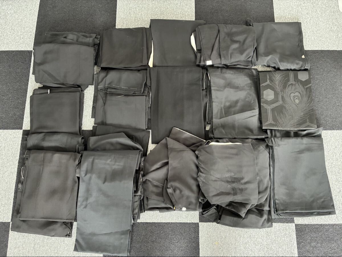 着物 黒服 喪服 まとめ15枚 帯1枚 道行 色柄 色々 リメイク 素材 アンティーク 和装 黒 ブラック