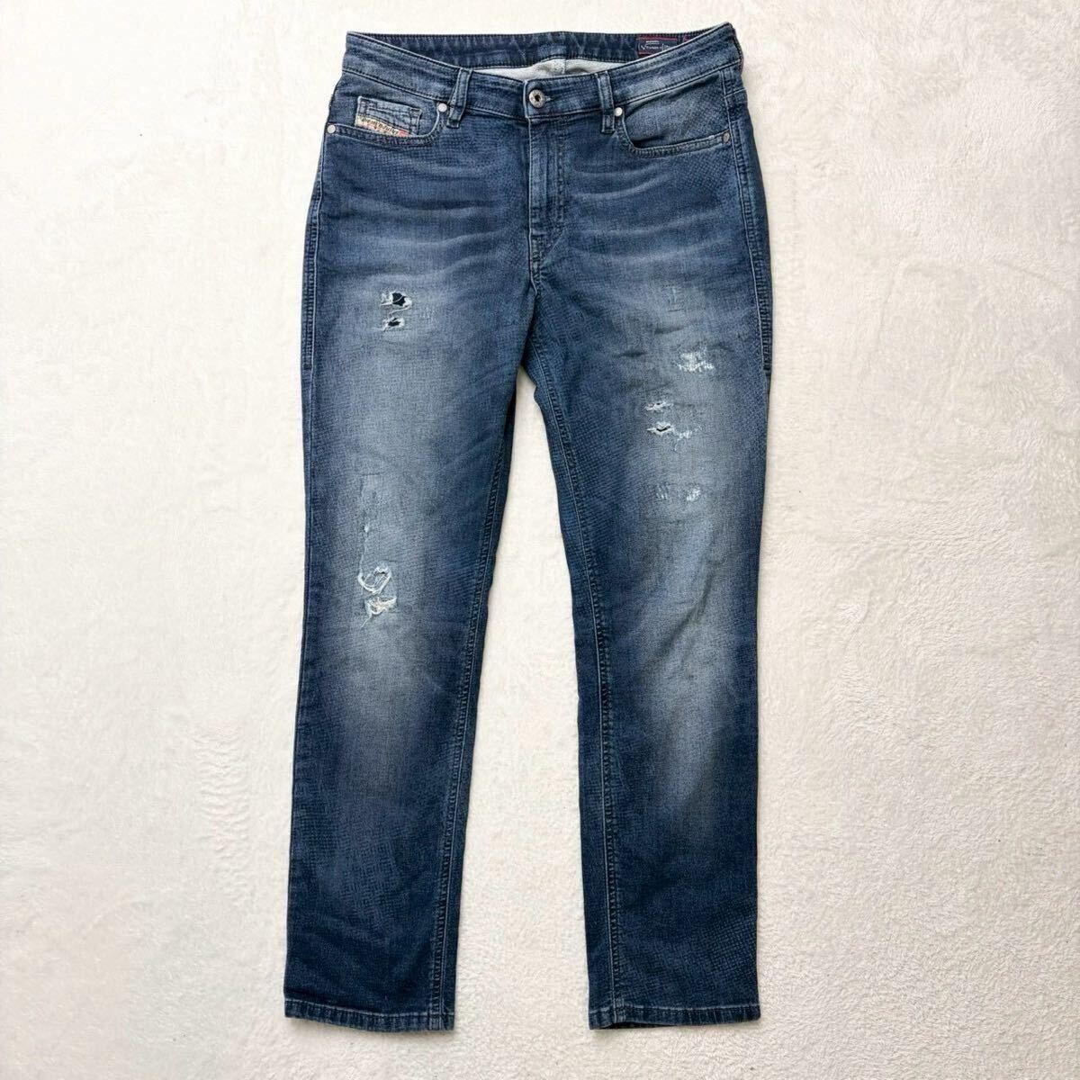 3479 ディーゼル DIESEL デニムパンツ 25インチ レディース ジョグジーンズ JOG JEANS ストレッチ ジーパン Gパン ダメージ加工 インディゴ