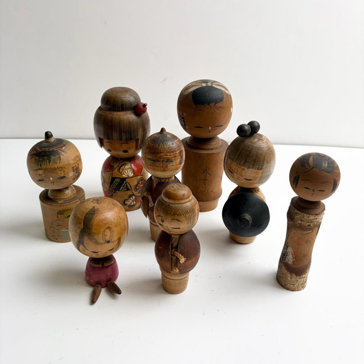 3677 まとめ セット こけし 創作こけし 日本人形 民芸品 郷土玩具 日本工芸 伝統工芸 置物 アンティーク 古作 コケシ 木製 人形