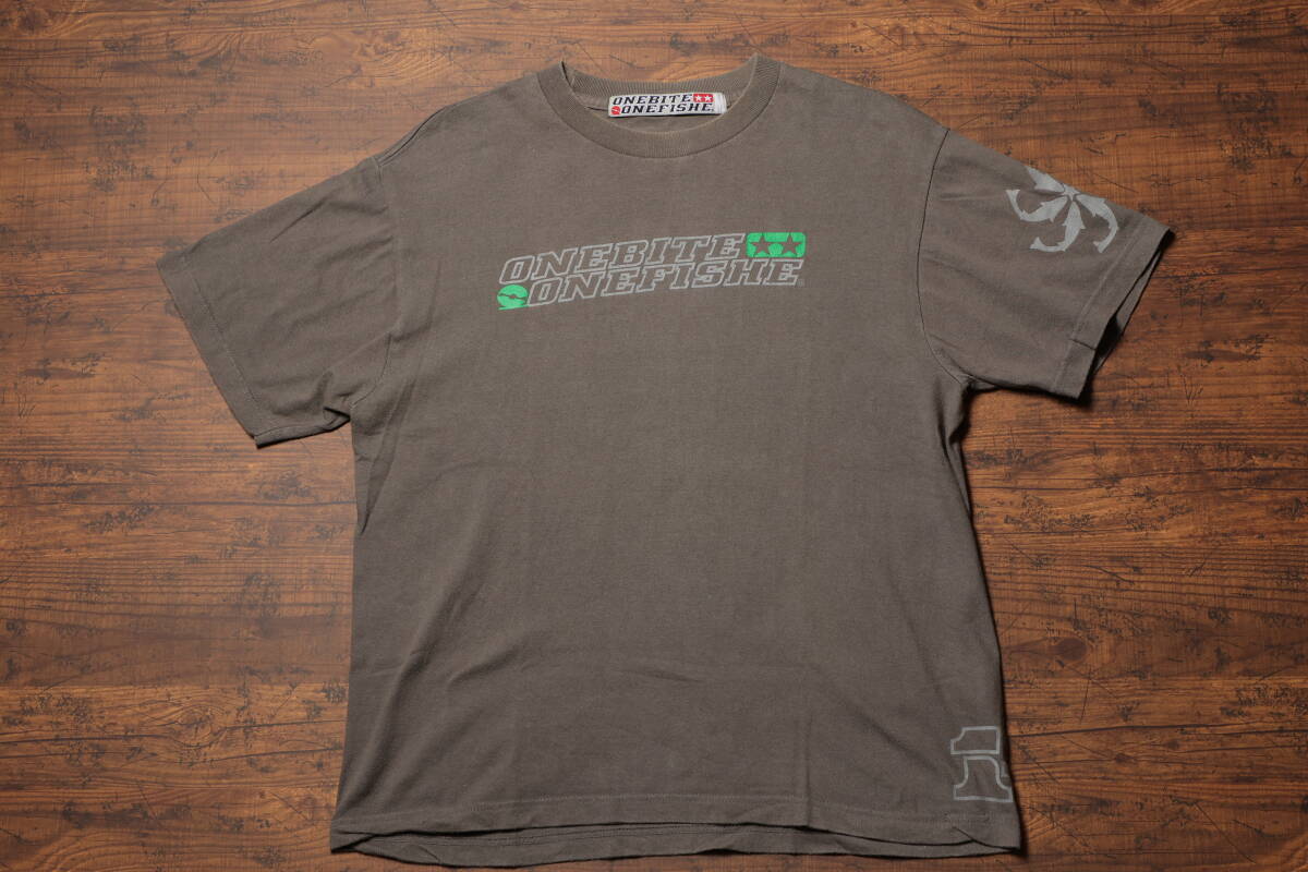 ONEBITE ONEFISHE　ワンバイト ワンフィッシュ　Tシャツ　Mサイズ　古着　グレー