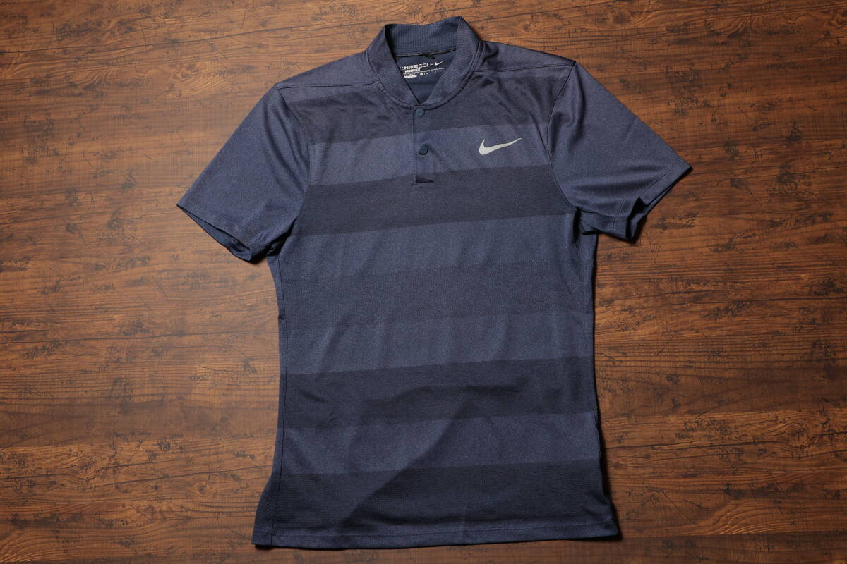 NIKE GOLF ナイキゴルフ　襟なしポロシャツ　Mサイズ　古着　紺